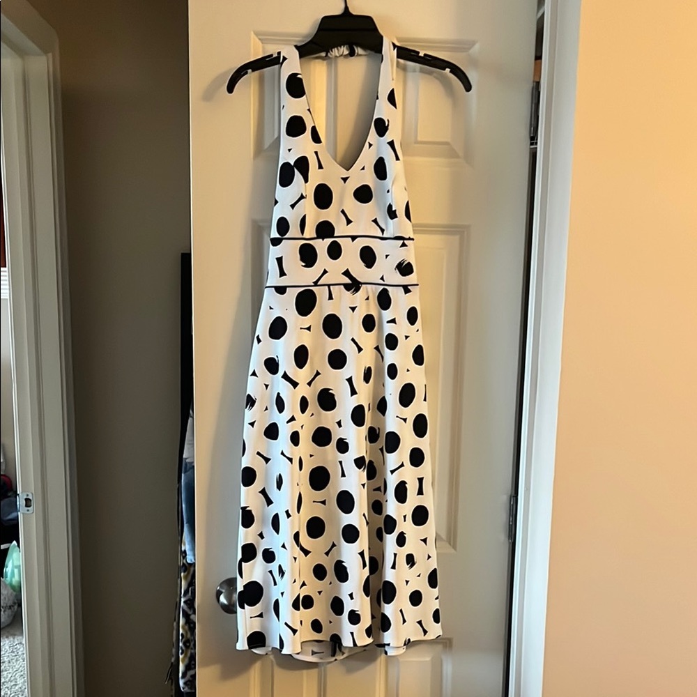 Elegant Black and White Polka Dot Dress